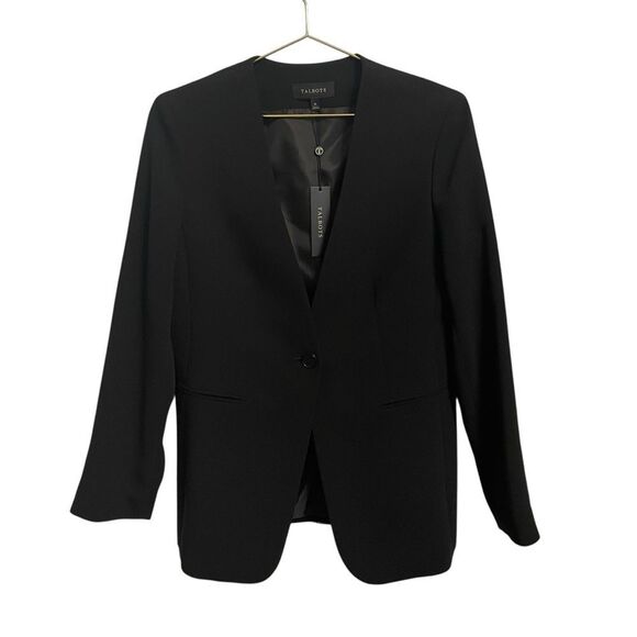 Talbots Black Single Button Blazer Long Size 10 NWT - Picture 1 of 6